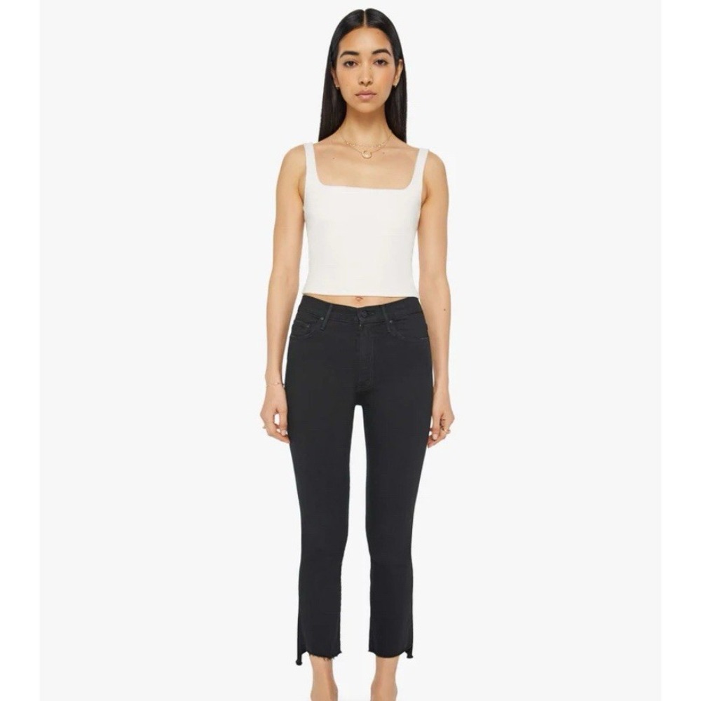 MOTHER The Insider Crop Step Fray Not Guilty Wash Jeans Black Size 24